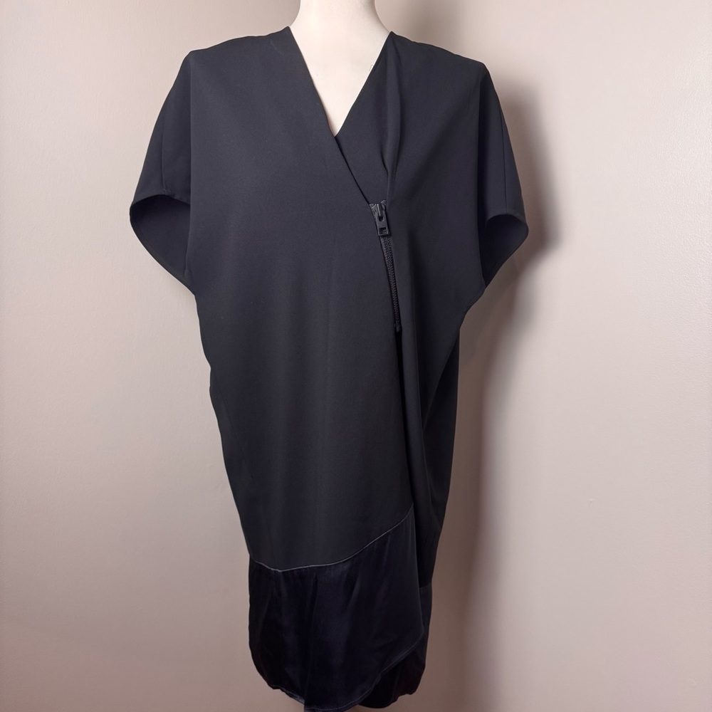 ALL SAINTS Alvar Asymmetrical Sheath Midi Dress V-Neck BLACK / SIZE 4 - Picture 2 of 13